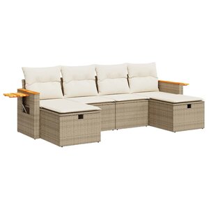 vidaXL Salon de jardin avec coussins 6 Pièces beige résine tressée