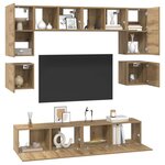 vidaXL Ensemble meuble TV 8 Pièces Chêne artisanal Bois d'ingénierie