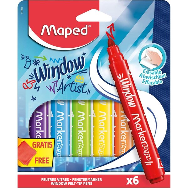 Etui de 6 Marqueurs pour Vitre MARKER'PEPS Window 2mm MAPED