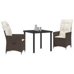 vidaXL Ensemble de salle à manger pour jardin 3 Pièces Marron Poly rotin