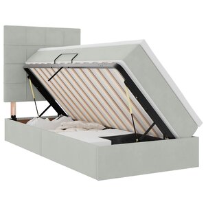 vidaXL Lit de rangement LED avec matelas Gris clair 90 x 200 cm