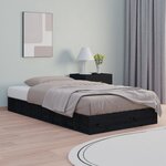 vidaXL Cadre de lit Noir 75x190 cm Petit simple Bois massif