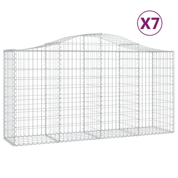 vidaXL Paniers à gabions arqués 7 Pièces 200x50x100/120 cm fer galvanisé