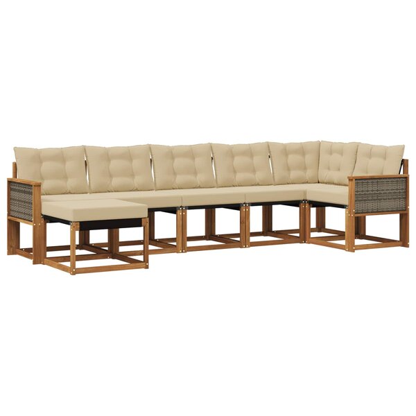 vidaXL Ensemble de canapés d'extérieur 7 pc Naturel et Beige