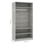 vidaXL Garde-robe Gris cement 100 x 50 x 200 cm Aggloméré