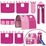 vidaXL Lit mezzanine enfants avec tour sans matelas rose 90x190 cm
