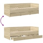 vidaXL Lit de jour et tiroirs chêne sonoma 90x190 cm bois d'ingénierie