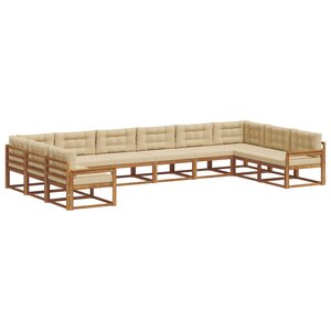 vidaXL Ensemble de canapés d'extérieur 10 pc Naturel et Beige