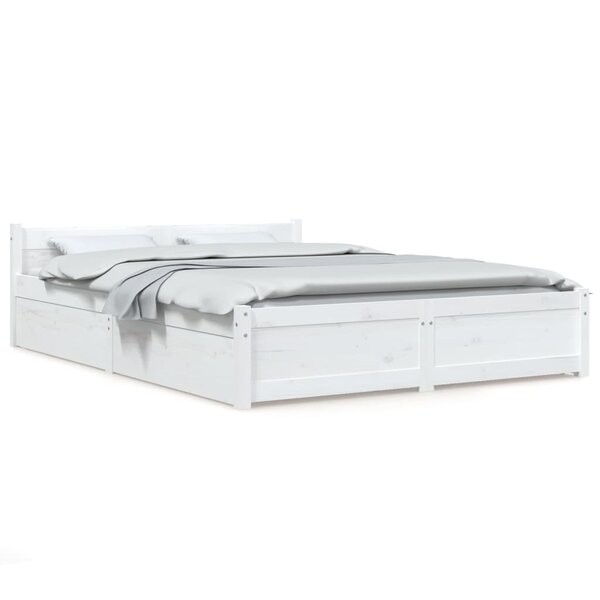 vidaXL Cadre de lit sans matelas avec tiroirs blanc 140x200 cm