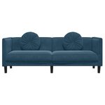 vidaXL Canapé avec coussins 3 places bleu velours
