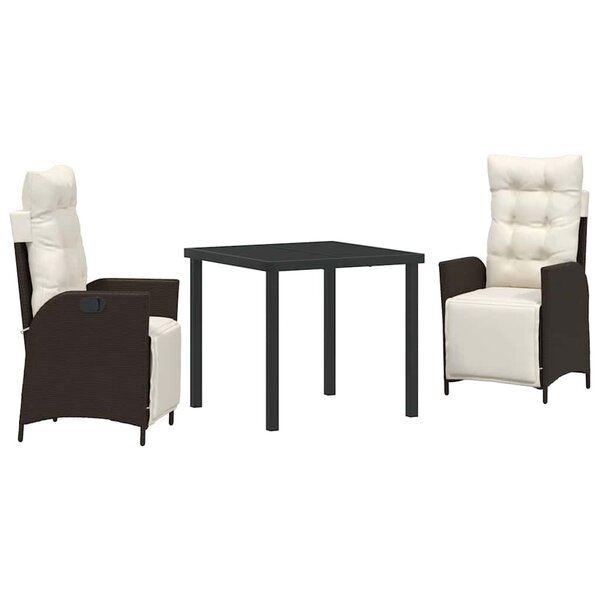 vidaXL Ensemble de salle à manger pour jardin 3 Pièces Marron Poly rotin