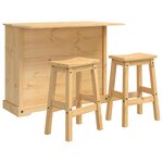 vidaXL Ensemble Cuisine Îlot avec tiroir Corona 3 Pièces Cire de Miel