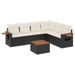 vidaXL Salon de jardin 7 Pièces avec coussins noir résine tressée