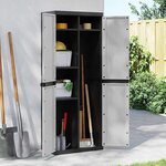 vidaXL Armoire de rangement d'extérieur gris et noir 65x37x165 cm PP