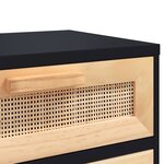vidaXL Table de chevet Noir Bois de pin massif et rotin naturel