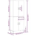 vidaXL Buffet haut Chêne fumé 69 5x34x180 cm Bois d'ingénierie