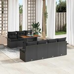 vidaXL Ensemble de canapé de jardin 8 Pièces Noir 100 x 55 x 73 cm
