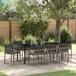 vidaXL Ensemble de salle à manger pour jardin 9 Pièces Gris polyrotin