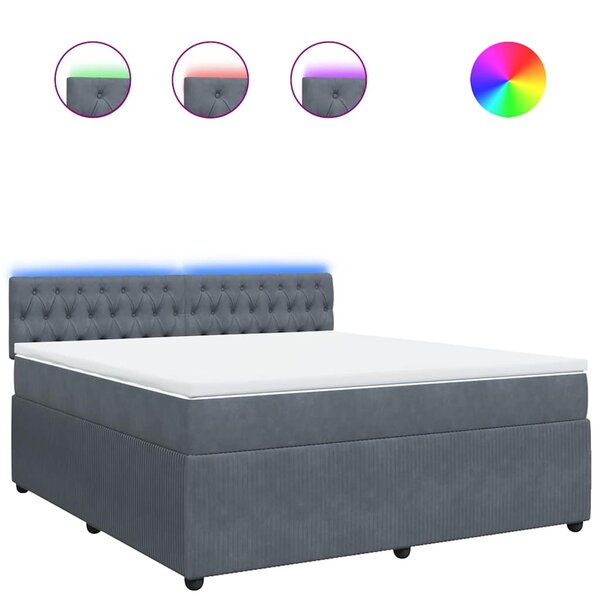 vidaXL Sommier à lattes de lit et matelas Gris foncé 180x200cm Velours