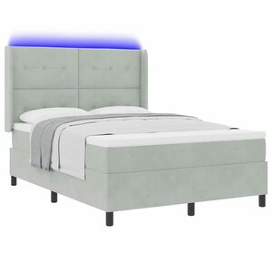 vidaXL Lit à ressorts avec bandes LED Gris clair 140 x 190 cm Velours