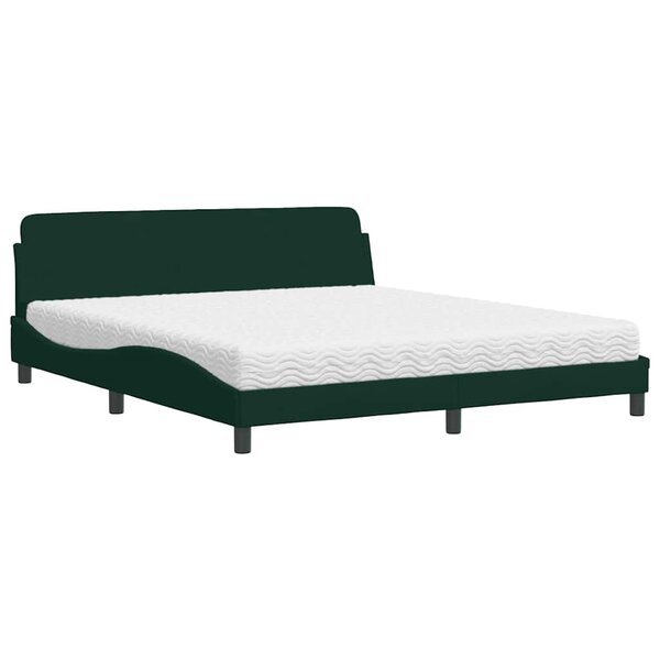 vidaXL Lit avec matelas Dover vert foncé 180x200 cm velours