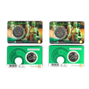 2 euros Belgique 2025 coincard BU - Loterie Nationale les deux versions.