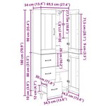 vidaXL Haut Armoire Chêne noir 69 5 x 34 x 180 cm Bois d'ingénierie