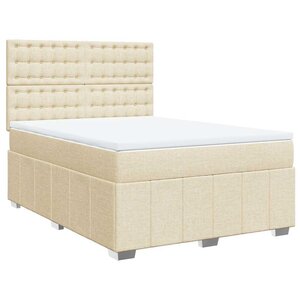vidaXL Sommier à lattes de lit avec matelas Crème 140x190 cm Tissu