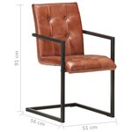 vidaXL Chaises à manger cantilever lot de 2 marron cuir véritable