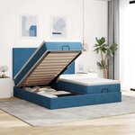 vidaXL Cadre de lit ottoman avec matelas bleu foncé 200x200 cm velours
