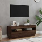 vidaXL Meuble TV avec lumières LED chêne marron 100x35x40 cm