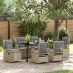 vidaXL Set de repas de jardin 7 pièces beige poly rattan