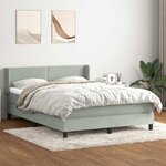 vidaXL Sommier à lattes de lit et matelas gris clair 160x220cm velours