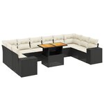 vidaXL Salon de jardin 11 Pièces avec coussins noir résine tressée