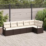 vidaXL Ensemble de canapé de jardin avec coussin 6 Pièces Marron et Crème