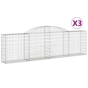 vidaXL Paniers à gabions arqués 3 Pièces 300x30x80/100 cm fer galvanisé