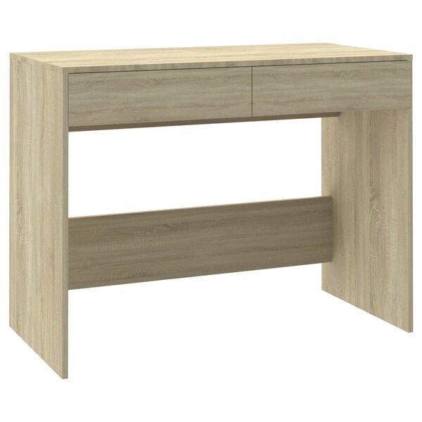 Bureau table poste de travail meuble d'ordinateur informatique étude chêne sonoma 101 x 50 x 76 5 cm bois d'ingénierie beige 02_0023636