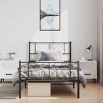 vidaXL Cadre de lit métal sans matelas avec pied de lit noir 100x190cm