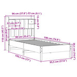 vidaXL Lit bibliothèque sans matelas blanc 90x190cm bois de pin massif