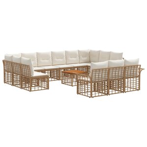 vidaXL Ensemble de canapés d'extérieur 14 Pièces Blanc Naturel et Crème