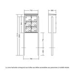 Bloc collectif Leabox, 2x3, grade 3, simple face, Extérieur, sur pieds à sceller, Noir 9005 finition brillante