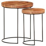 vidaXL Ensemble de table basse 2 Pièces bois d'acacia massif et acier