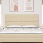 vidaXL Tête de lit LED avec bandes LED Crème 180 cm tissu