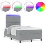 vidaXL Lit à ressorts avec matelas Gris clair 120 x 190 cm tissu