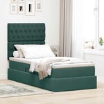vidaXL Lit avec rangement et matelas Vert foncé 100 x 200 cm Velours