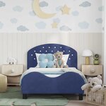 vidaXL Cadre de lit pour enfants avec tête de lit Bleu police Velours