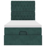 vidaXL Cadre de lit ottoman avec matelas vert foncé 100x200 cm velours