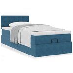 vidaXL Cadre de lit ottoman avec matelas bleu foncé 100x200 cm velours