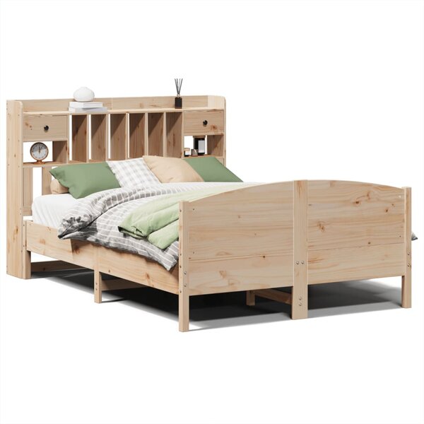 vidaXL Lit bibliothèque sans matelas 140x190 cm bois de pin massif