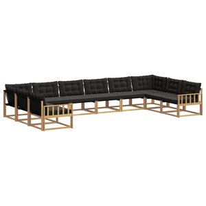 vidaXL Ensemble de canapés d'extérieur 10 pc Blanc et noir